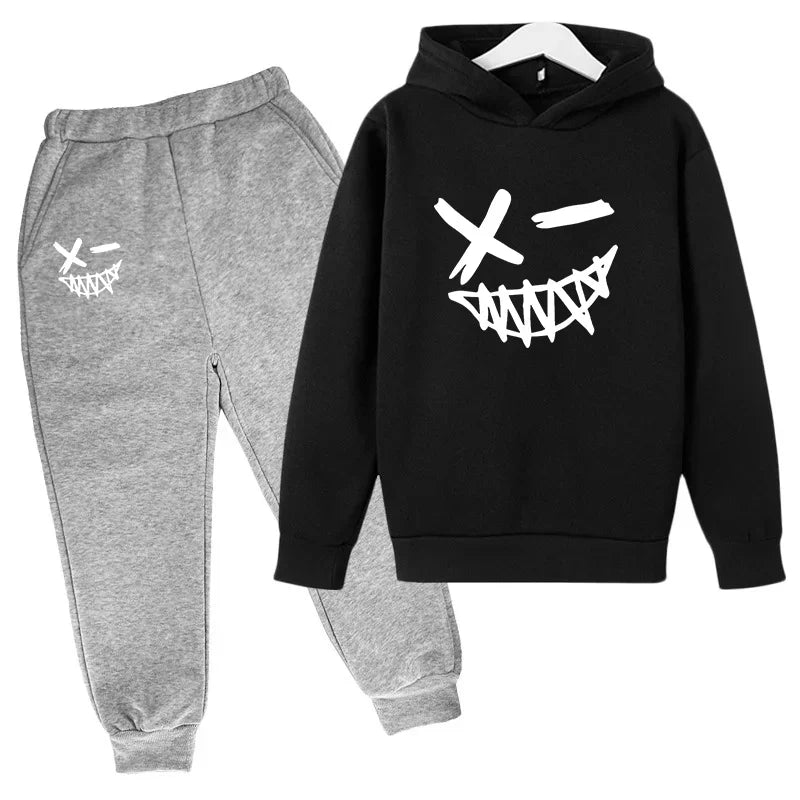 New Children's Hooded Casual Jacket, Boys' and Girls' Branded Clothing for Ages 3-13, Two-piece Set with Top and Pants, Party-ch