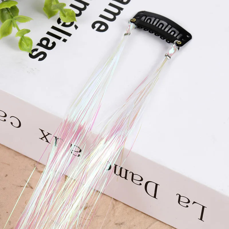 Hair Tinsel Glitter Braids High Temperature Fiber Bling Women's Tinsel Hair Strands In Braiders French Twist Hair Accessories