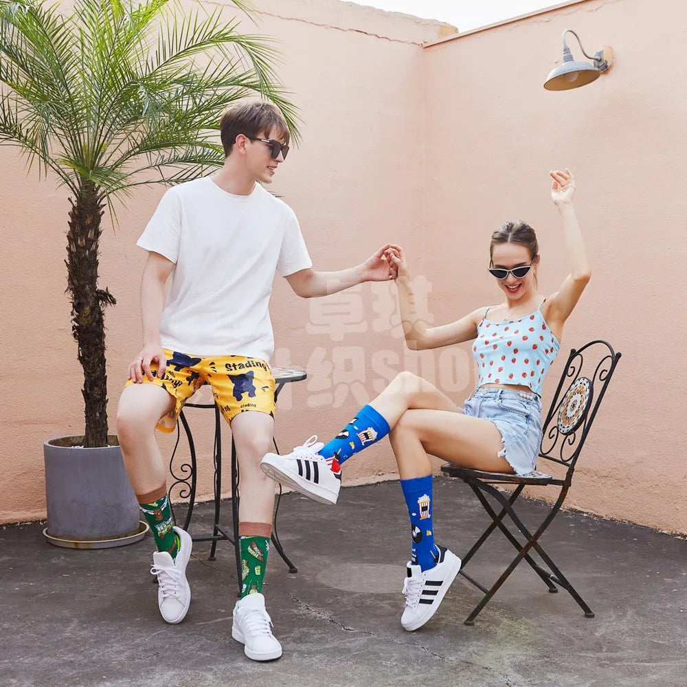 Men's socks original design happy socks animal food astronaut men's socks crew geometric women's socks halloween socks
