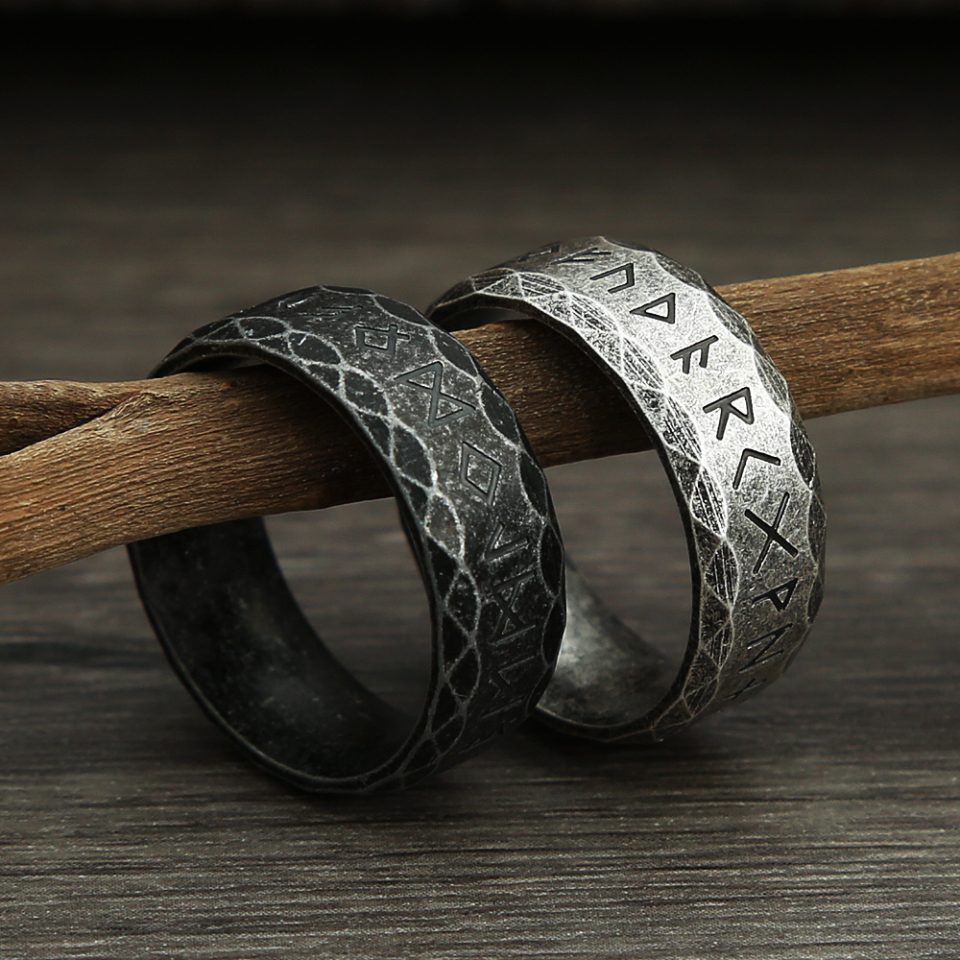 Vintage Vikings Rune Ring for Men Women 316L Stainless Steel Fashion Nordic Amulet Rings Simple Amulet Jewelry Gift Dropshipping