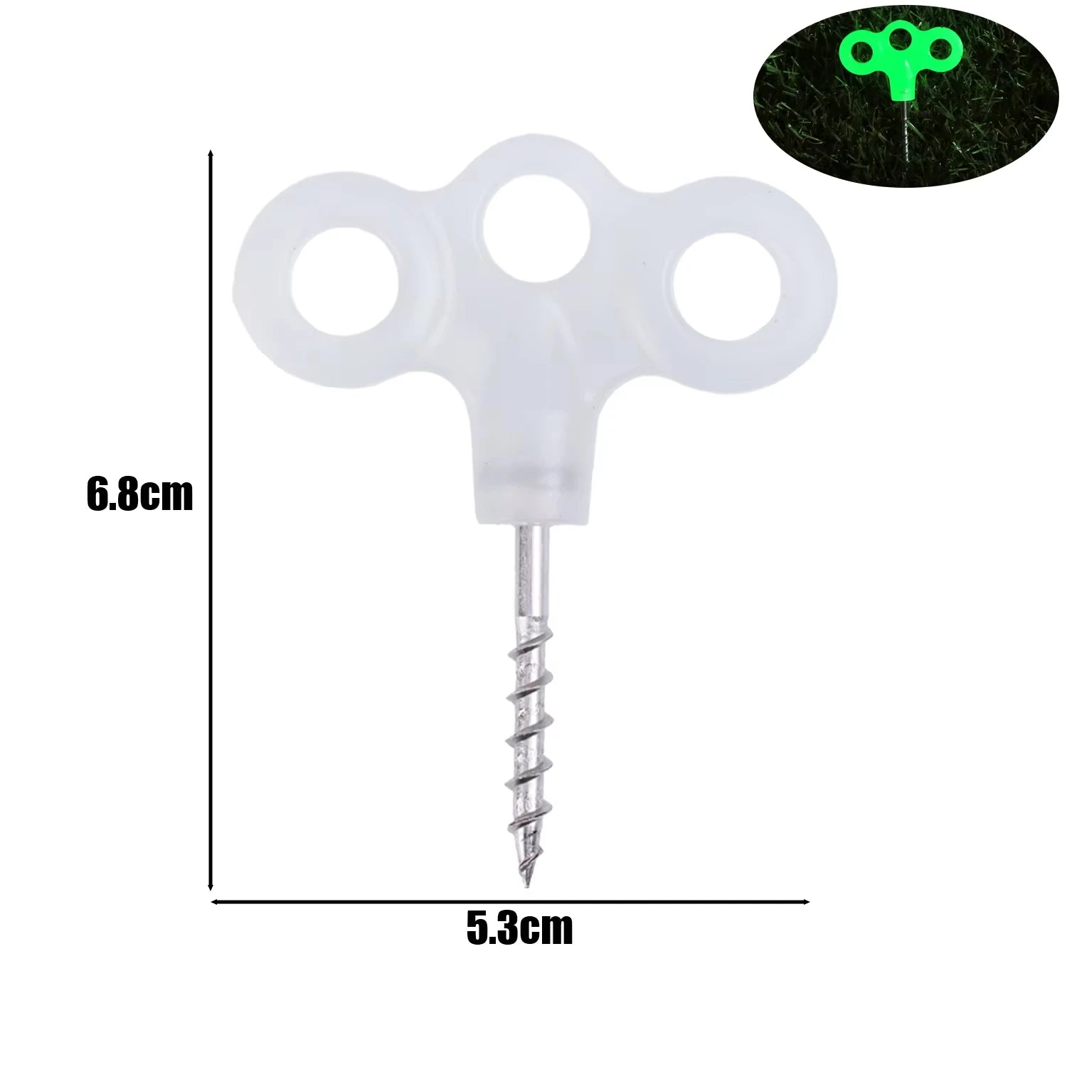6Pcs Screw Hooks, Rope Buckles, Hiking Camping Pins, Tent Nails, Luminous Travel Outdoor Gear Tent Accessories, Three-Eye Outdoor Deck Rope Fasteners, Tent Accessories