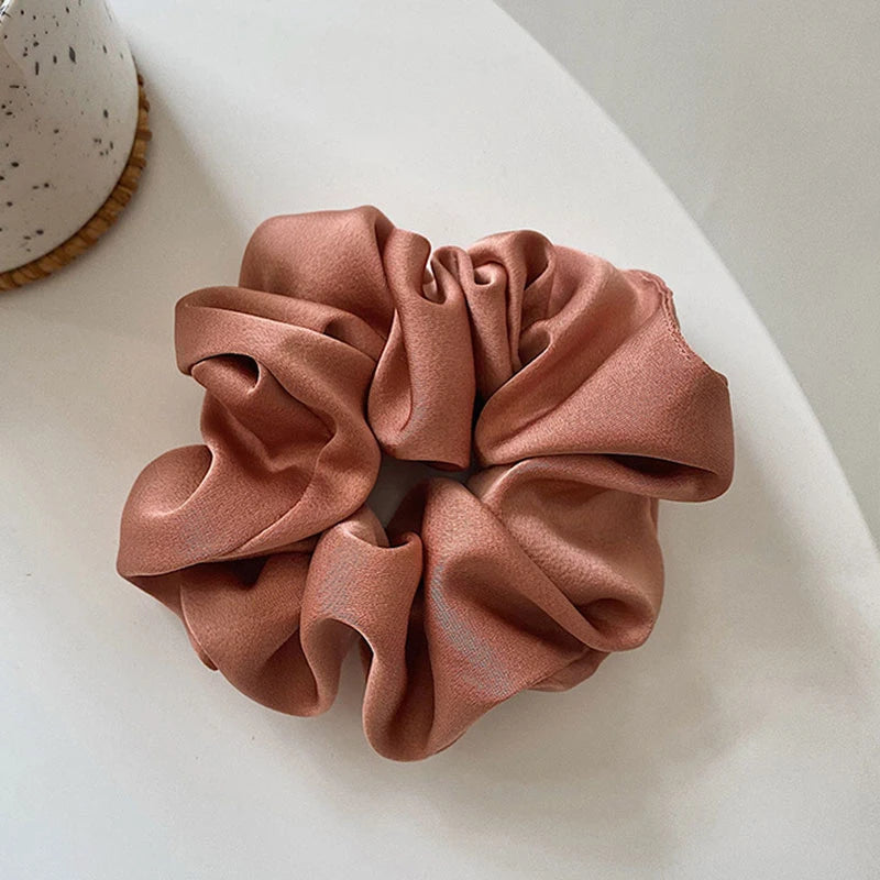 Silk Hair Scrunchies Elastic Ponytail Holder Hair Band Satin Silk Solid Color Hair Ties for Women Hair Accessories Hair Rope