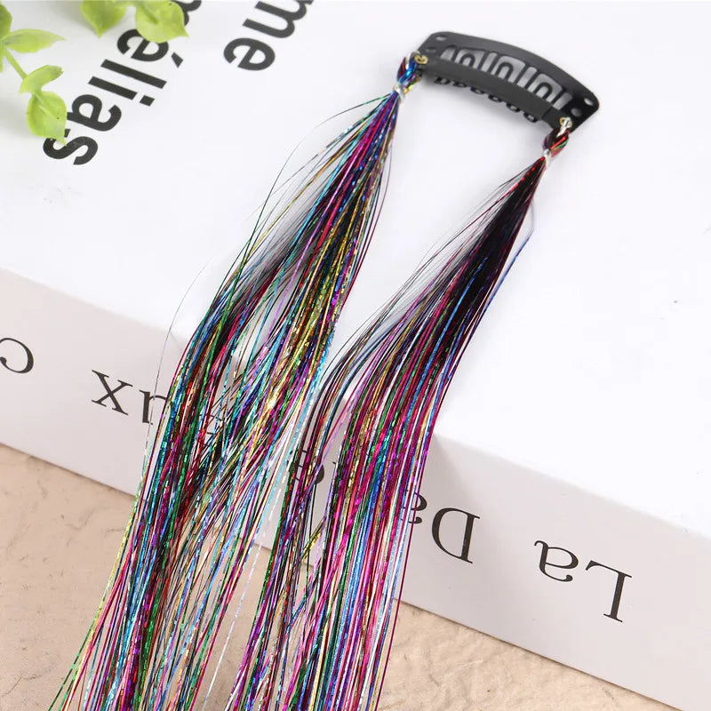 Hair Tinsel Glitter Braids High Temperature Fiber Bling Women's Tinsel Hair Strands In Braiders French Twist Hair Accessories