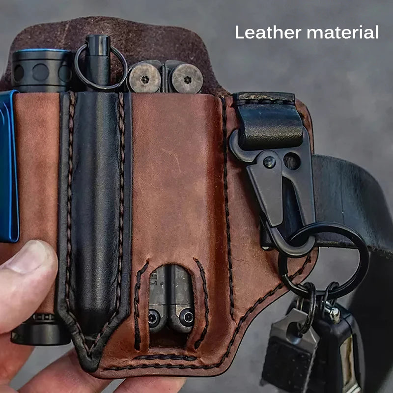 Tool Pocket Multifunctional Storage Wear Resistant Durable Outdoor Camping Sports Pocket Tool Leather Case Flashlight Cover