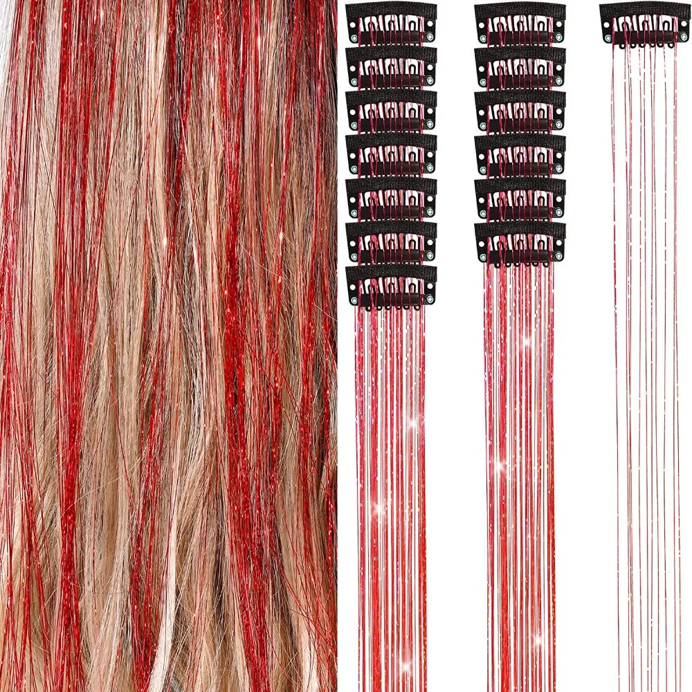 Fashion Highlights Clip Clip in Hair Extensions Colored Shiny Hair Tinsel Fairy Hair Synthetic Hair Highlights Girls