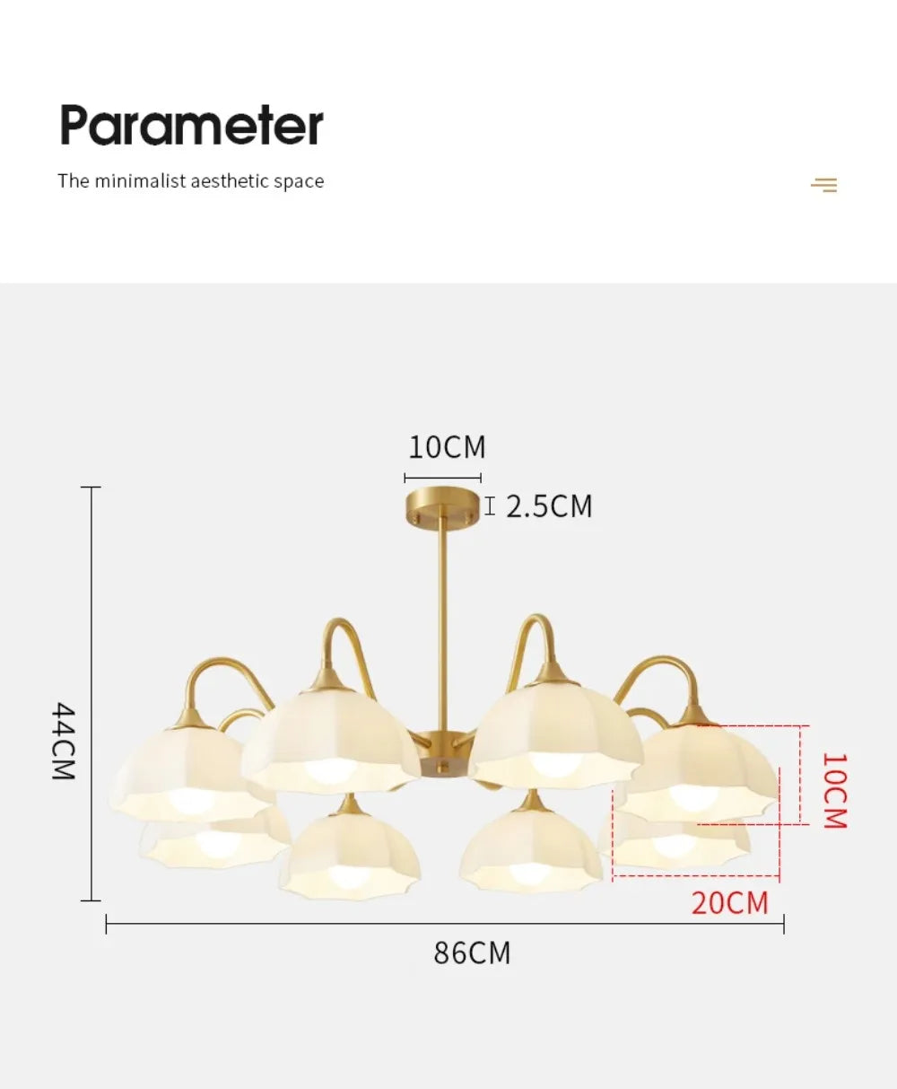 Light Luxury Cream Style Living Room Chandelier Bedroom Dining Room Brass Lamp Attic Lobby Hotel LED Home Lighting Decoration