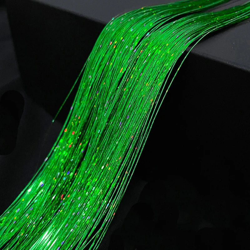 Shiny Sparkle Hair Tinsel 120Pcs/Lot 90cm Thin Colorful Rainbow Silk Hair Extensions Dazzles Women Hippie for Braiding Headdress