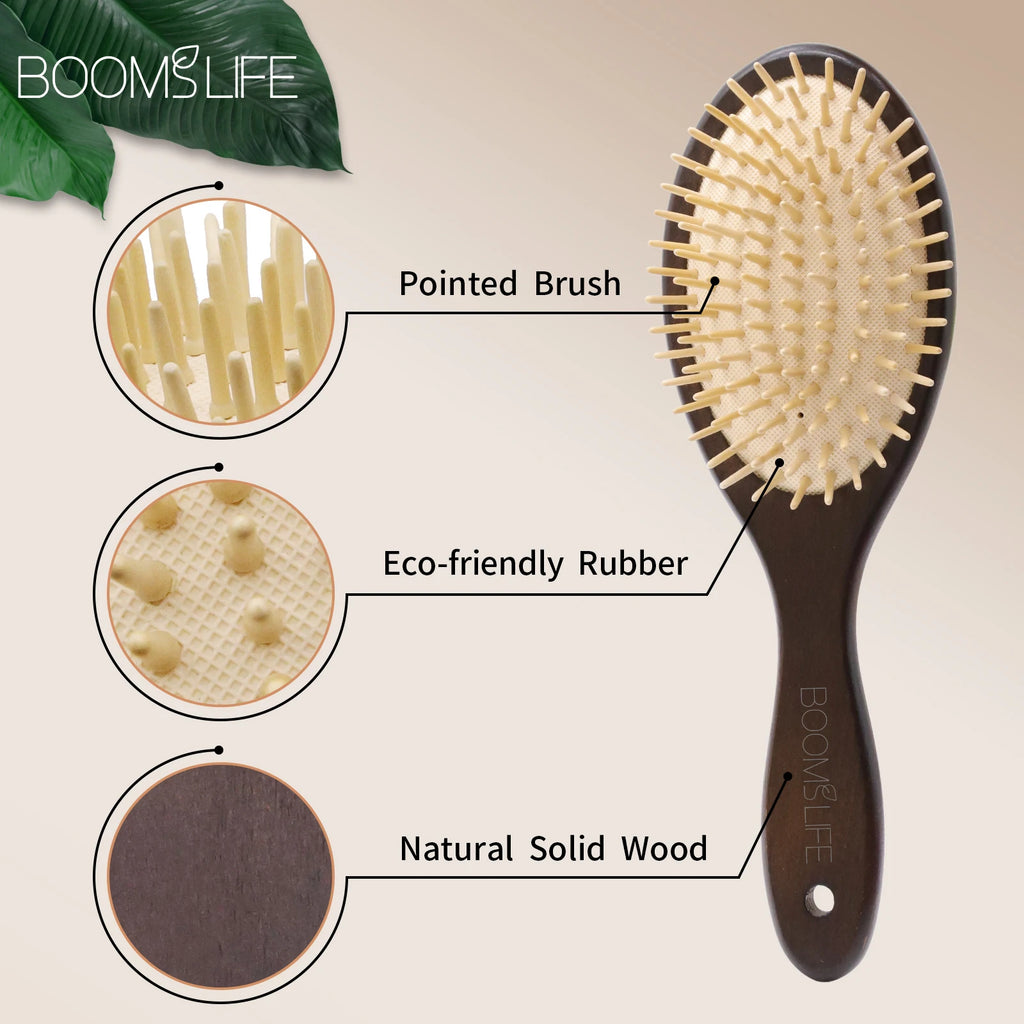 Black Wood Hair Brush Women Head Scalp Massage Detangling Hairbrush Wide Tooth Hair Comb Airbag Hair Loss Improve Scalp Tool