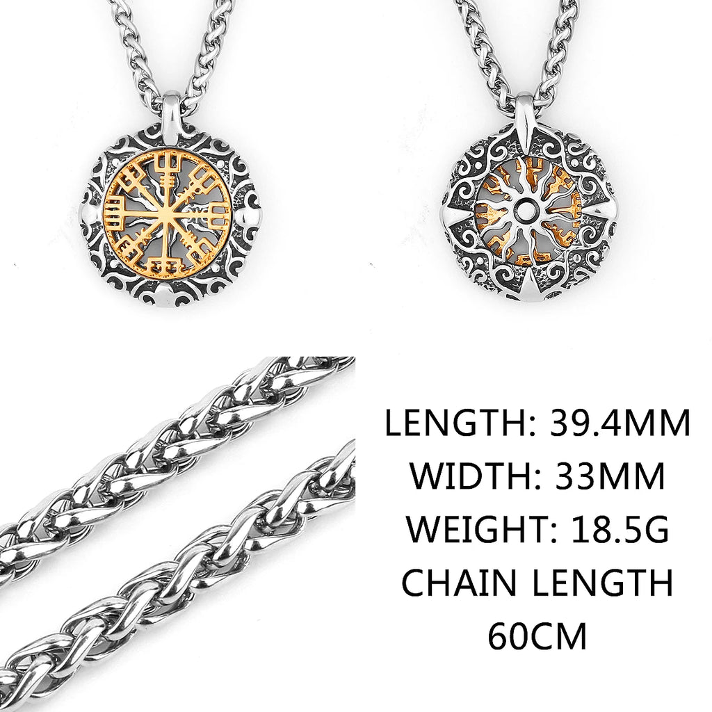 Vikings Odin Rune Necklace Various Men's Nordic Vegvisir Valknut Amulet Pendant Stainless Steel Punk Fashion Jewelry Wholesale