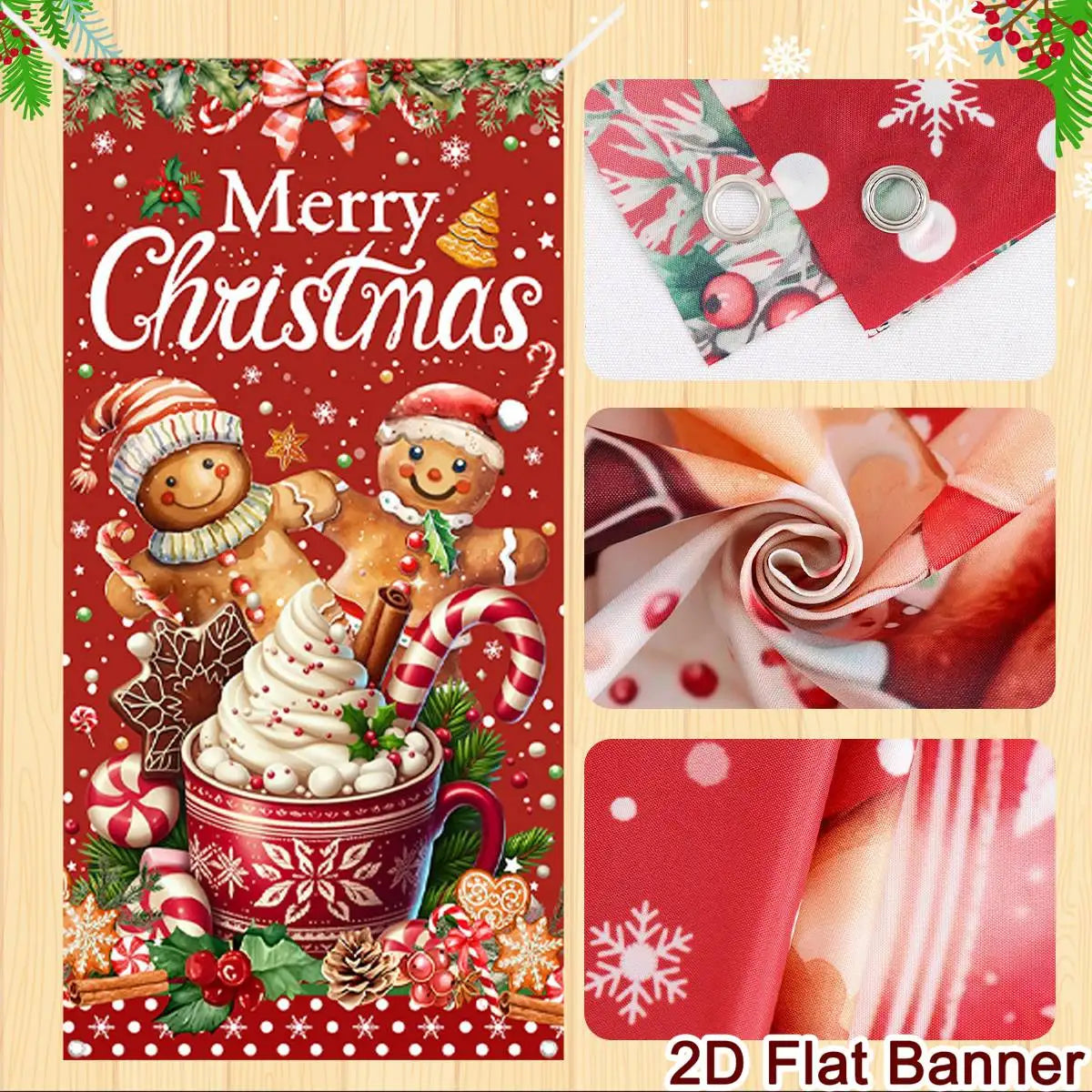 Christmas Door Banner Merry Christmas Decor for Home 2025 Xmas Hanging Wall Door Decor Navidad Noel Happy New Year Gift 2026