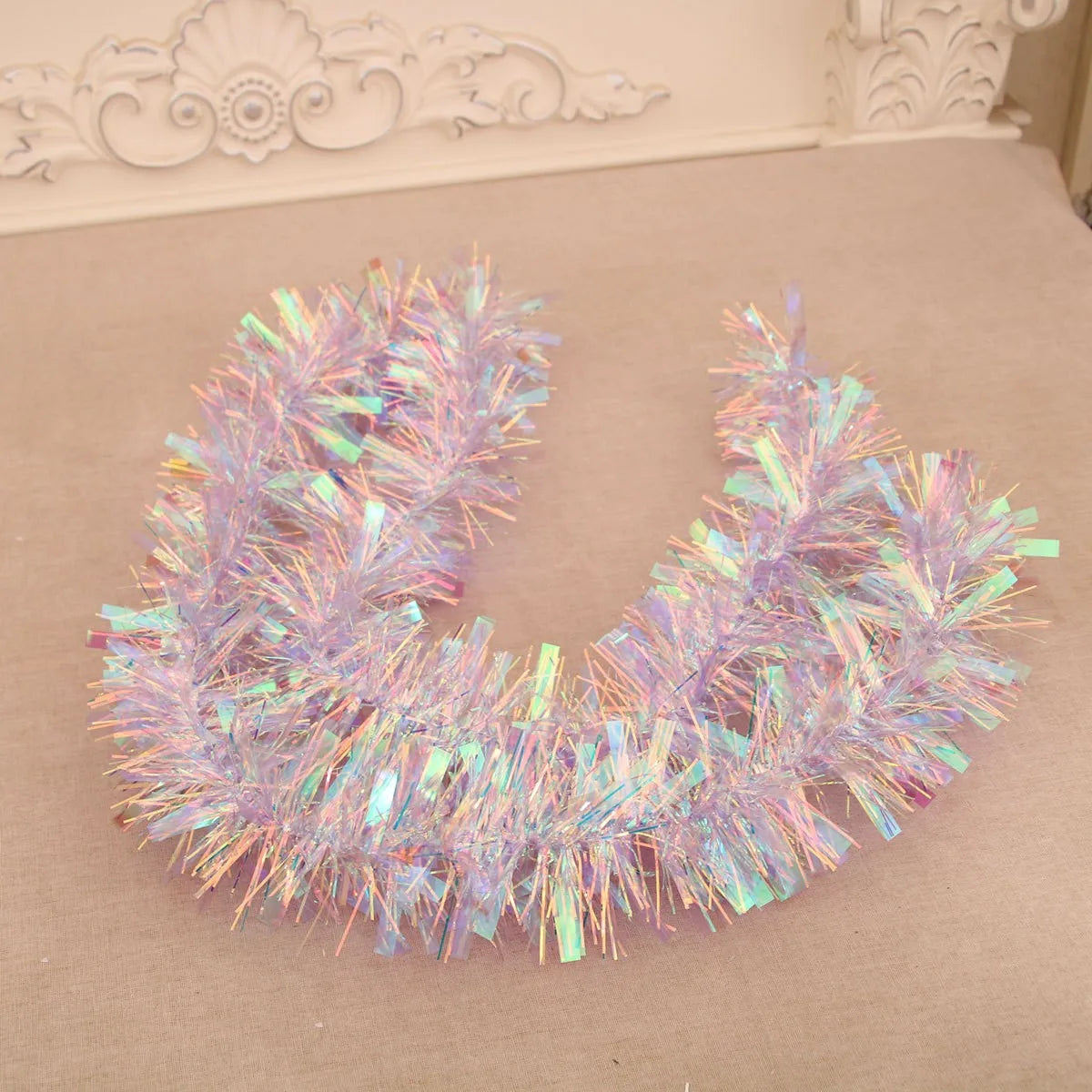 180cm Christmas Tinsel Ribbon Garland Gold Silver Color Decorative Tinsel Strips Home Wedding Birthday Party Wall Door Decor