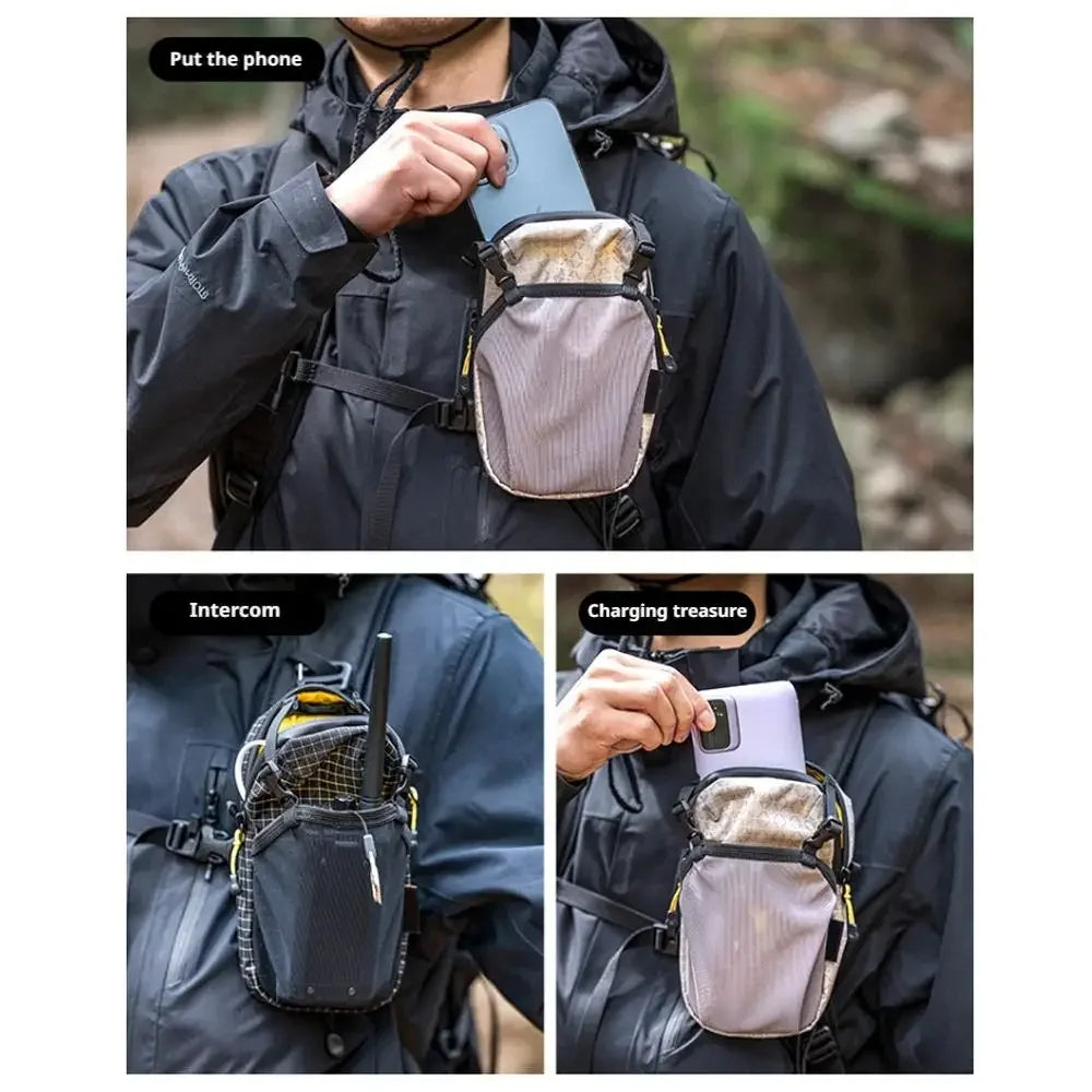 Camping Storage Bag Outdoor Hiking Mobile Phone Bag Hanging Bag Waterproof Large Capacity Water Kettle Lightweight Accessory Bag
