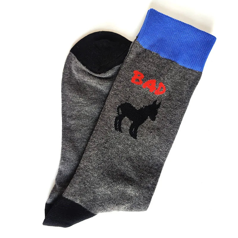 New 15 Style Letters Socks Men Novelty Funny Socks Trend Street Long Socks