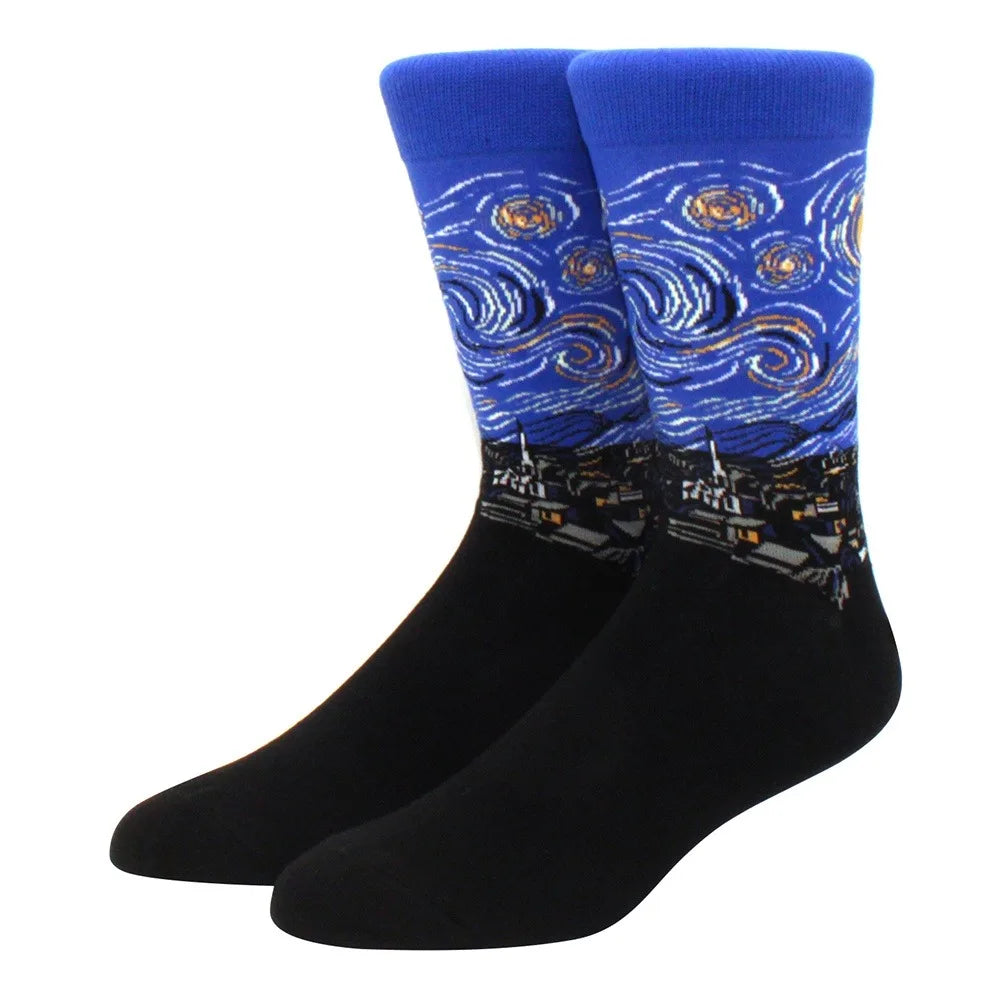 Man Plus Size Socks Art Mural World Famous Art Oil Painting Series Woman Funny Socks
