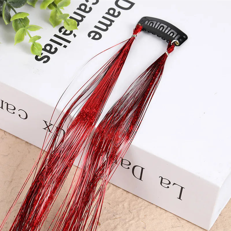Hair Tinsel Glitter Braids High Temperature Fiber Bling Women's Tinsel Hair Strands In Braiders French Twist Hair Accessories