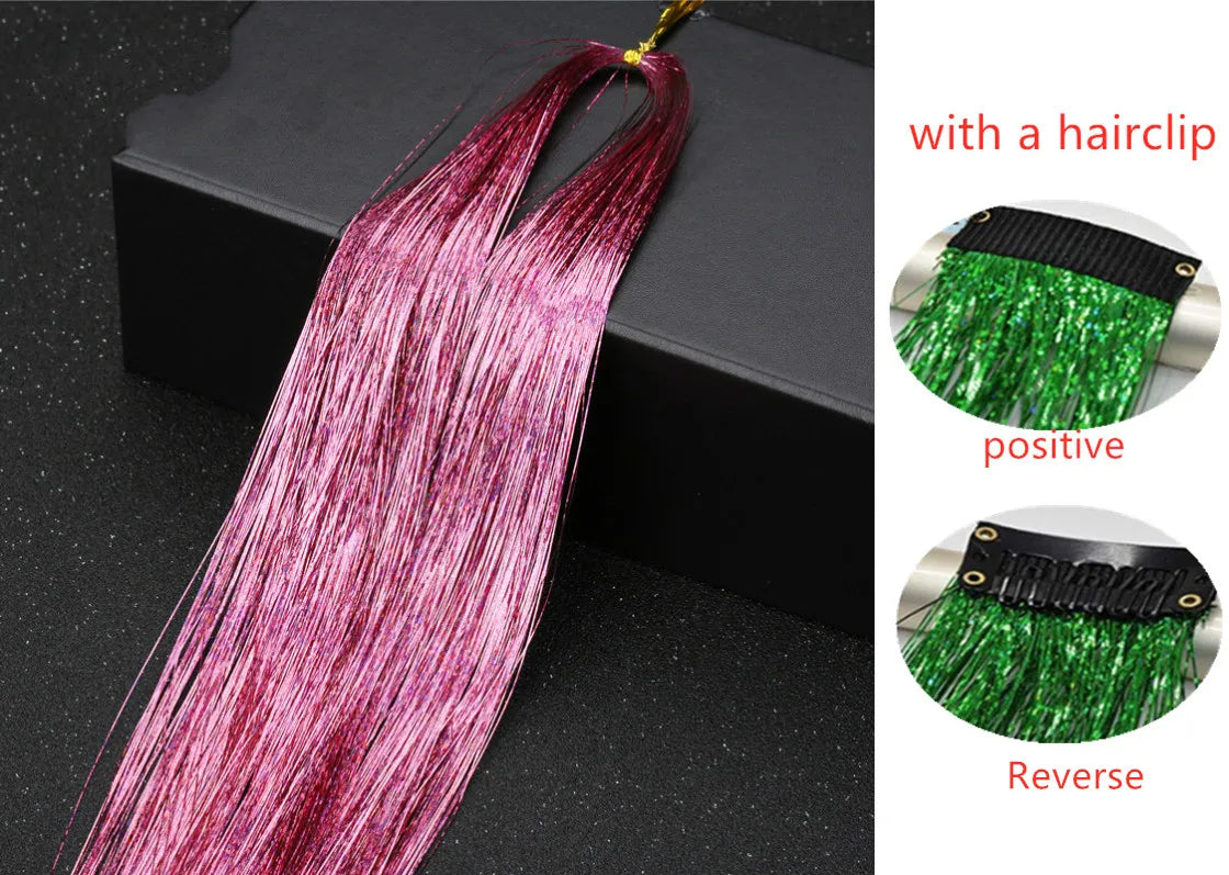 Hair Tinsel Glitter Braids High Temperature Fiber Bling Women's Tinsel Hair Strands In Braiders French Twist Hair Accessories