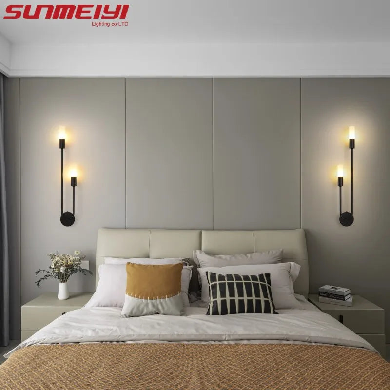 LED Golden Black Light Luxury Wall Lamp Living Room Nordic Modern Minimalist Creative Background Wall Corridor Bedroom Bedside