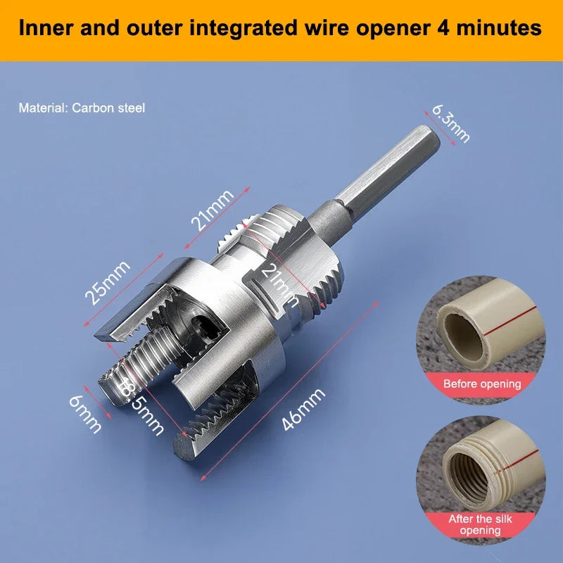 1pc 4/6 Split Integrated Internal and External Water Pipe Threading Tool PPR & PPE & PVC Plastic Pipes Threader