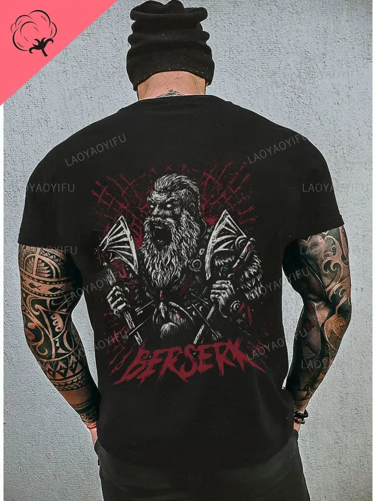 Viking Blood High Quality 100% Cotton T Shirt Men Short Sleeve Viking Legend T-Shirt Retro Classic Tee Shirt Valhalla Odin Tops