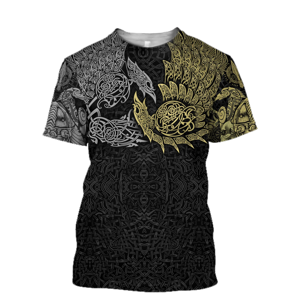 Summer 2022 Viking Mystic Ancient Symbol Charm with Men's Printed T-shirt O Neck Short Sleeve Oversized Loose Street Casual Top