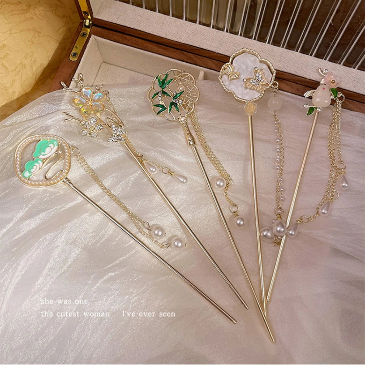 Elegant Flower Tassel Hairpin For Women Exquisite Neo-chinese Style Metal Hair Stick Girls Fashion Jewelry Hair Accessories