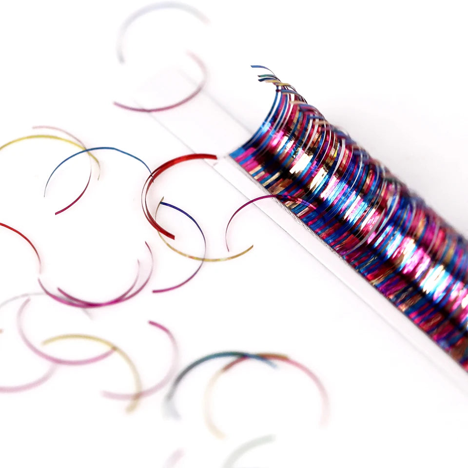Colorful Shiny Individual Tinsel Eyelash Mix Color Holographic Tinsel False Lash Christmas Party Shimmery Makeup Lash Extensions