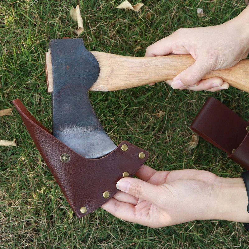 Leather Axe Sheath, Adjustable Hatchet Cover, Protector Case Cover Camping Accessories Lumberjack Outdoors Work Essentials, Rust