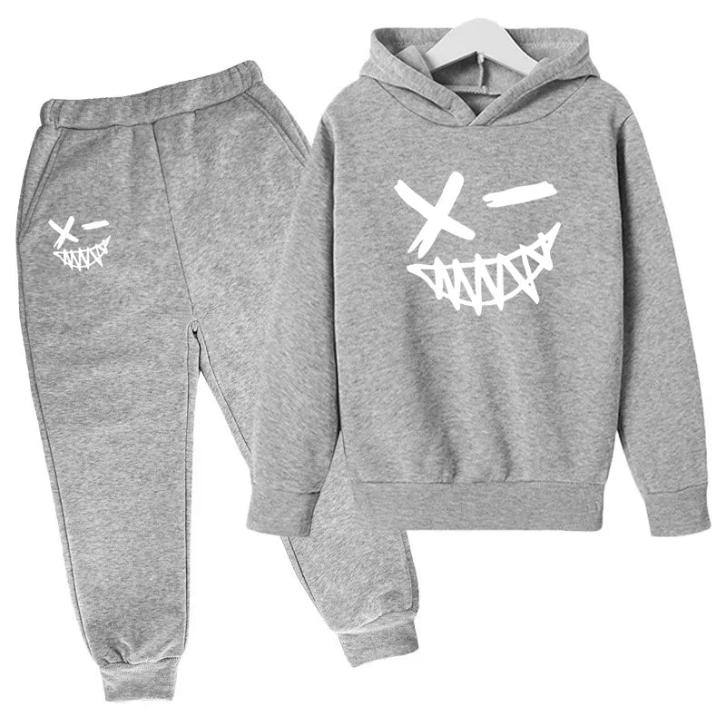 New Children's Hooded Casual Jacket, Boys' and Girls' Branded Clothing for Ages 3-13, Two-piece Set with Top and Pants, Party-ch