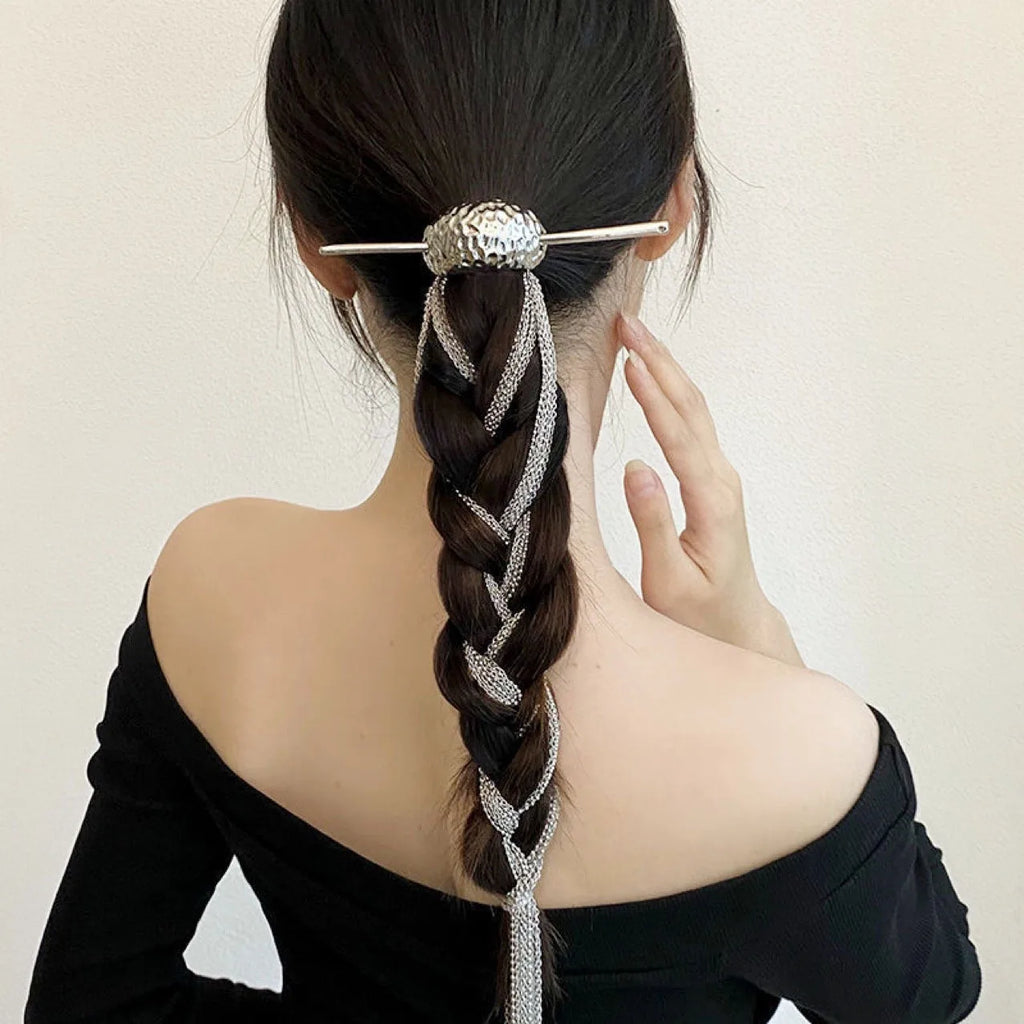 Long Tassel Hair Sticks Hairpin Chain For Women Silver Color Hair Bun Chopsticks Detachable Girls Bead Hair Accessories Jewelry