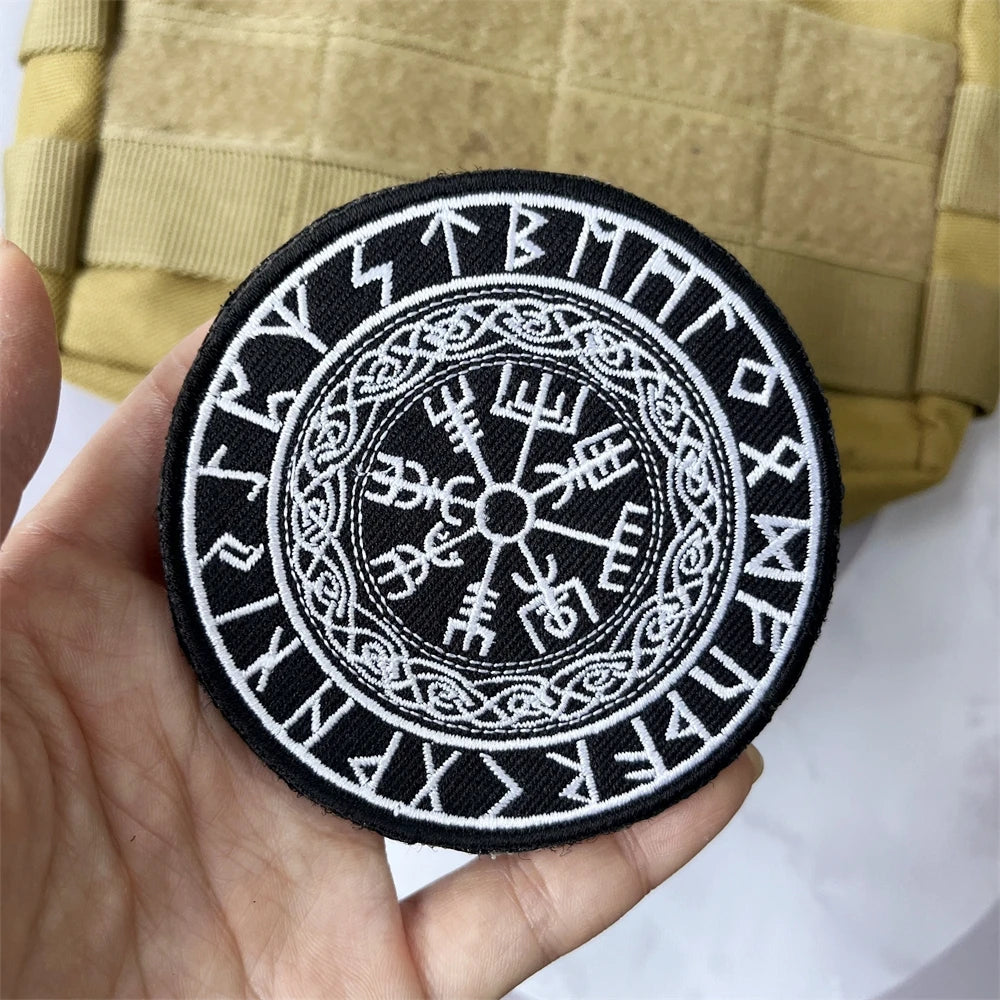 Viking Symbol Tree of Life Axe Embroidered Patches Tactical Morale Badge Backpack Hook and Loop Sticker