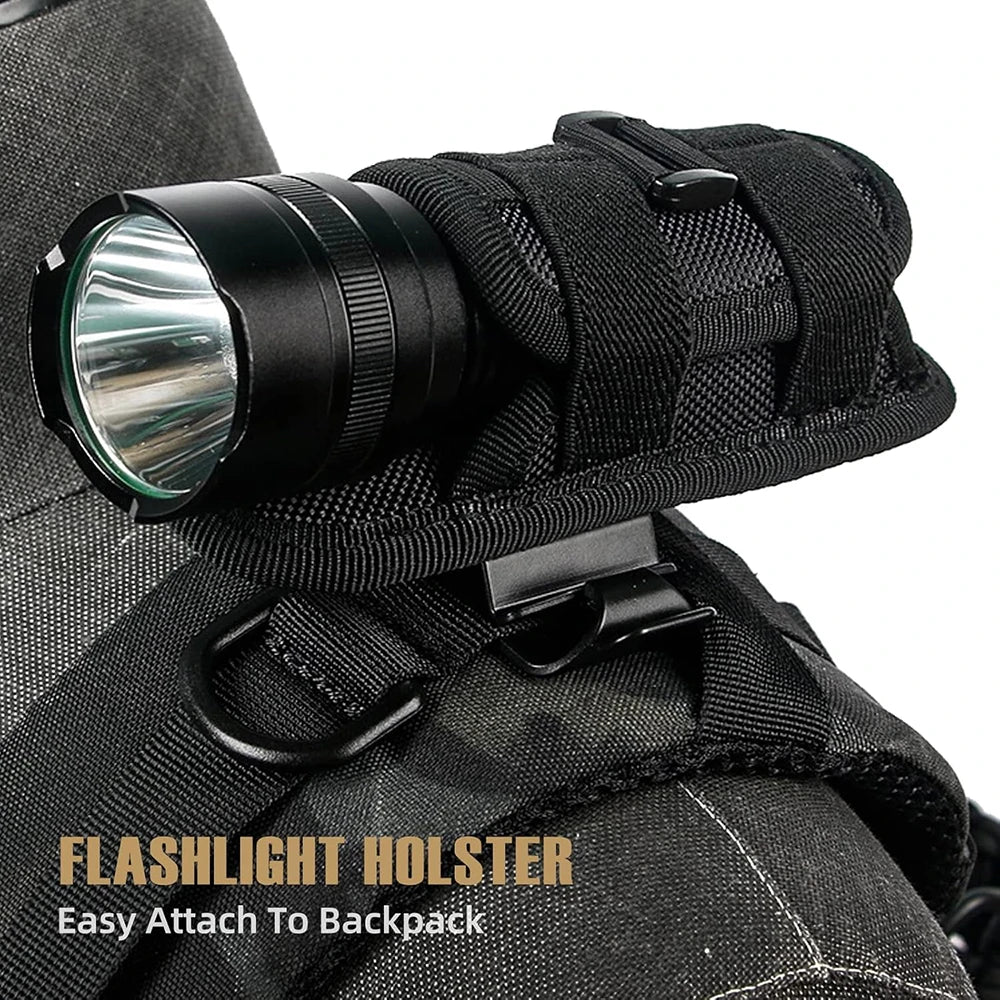 Tactical Flashlight Pouch Holster Molle Torch Holder Carry Case EDC Tool Waist Bag Outdoor Sport Camping Hunting Accessories