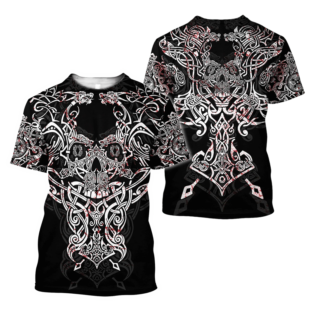 Summer 2022 Viking Mystic Ancient Symbol Charm with Men's Printed T-shirt O Neck Short Sleeve Oversized Loose Street Casual Top