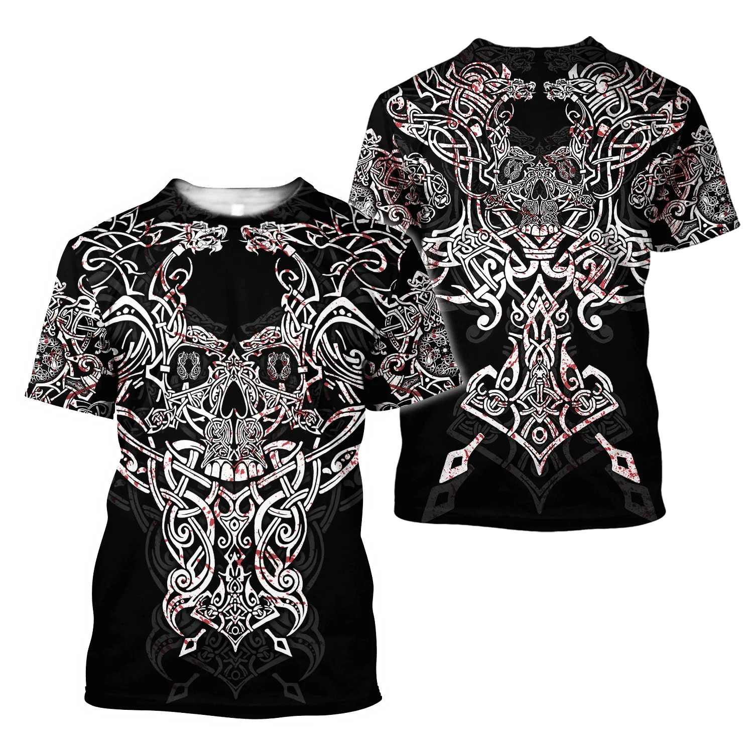 Summer 2022 Viking Mystic Ancient Symbol Charm with Men's Printed T-shirt O Neck Short Sleeve Oversized Loose Street Casual Top