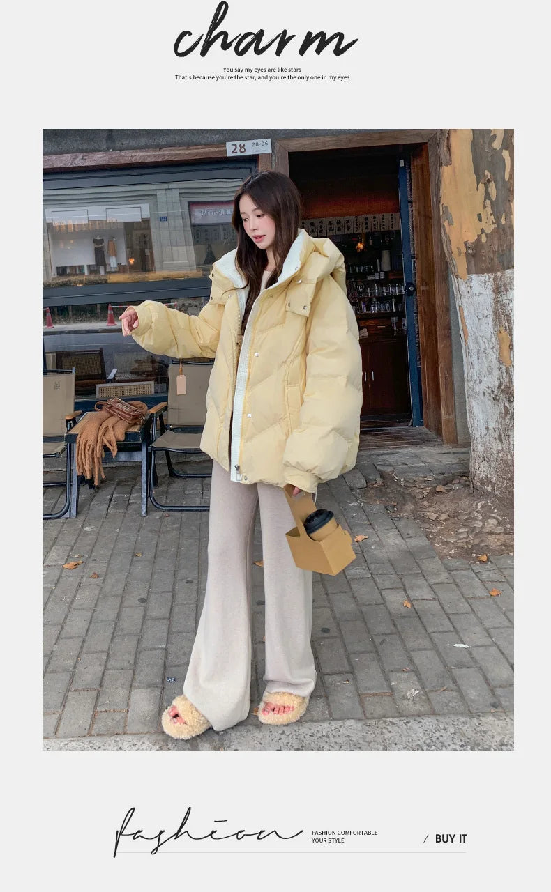 2025 Women Clothing Short Cotton Coat Winter New Style Loose Fit Thickened Petite Cotton Jacket Cold Protection Bread Parkas