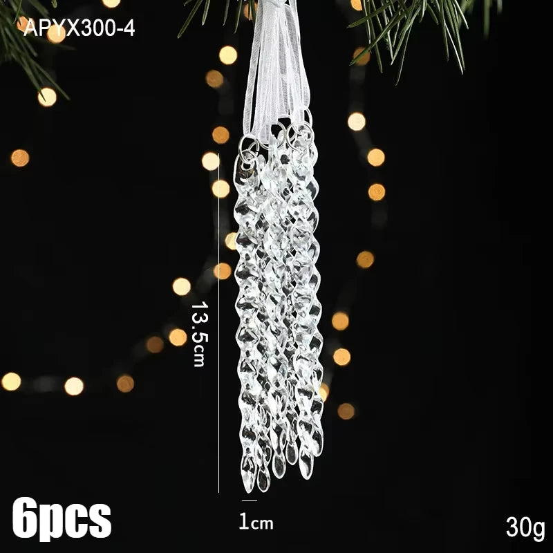 3pcs 2025 Christmas Decorations Christmas Transparent Snowflake Pendants Christmas Tree Home Decorations