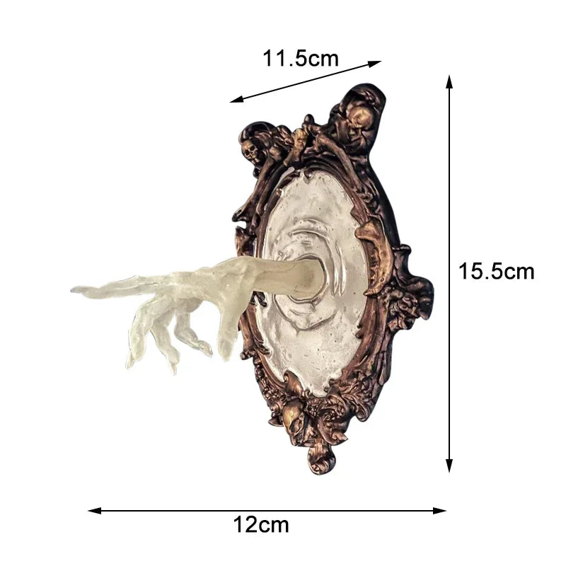 Resin Devil's Hand Wall Decoration Gohtic Ghost in The Mirror Luminous Crafts Spooky Props Home Photo Frame Decor Hallowee Gifts