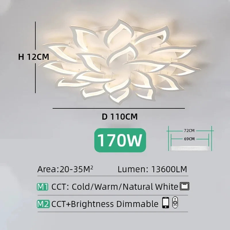 Modern LED Ceiling Light fixture Flower Design chandelier Dimmable Home Lighting Kitchen Living room Bedroom Ceiling Lamp lustre
