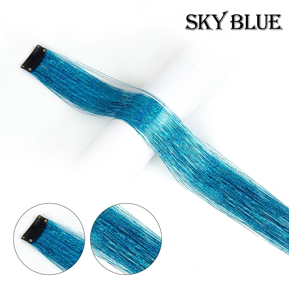 Clip In Hair Tinsel Fairy Hair Extensions Tinsel Glitter Colorful Clip On In Hair Extensions For Woman Girls Hair Accessories