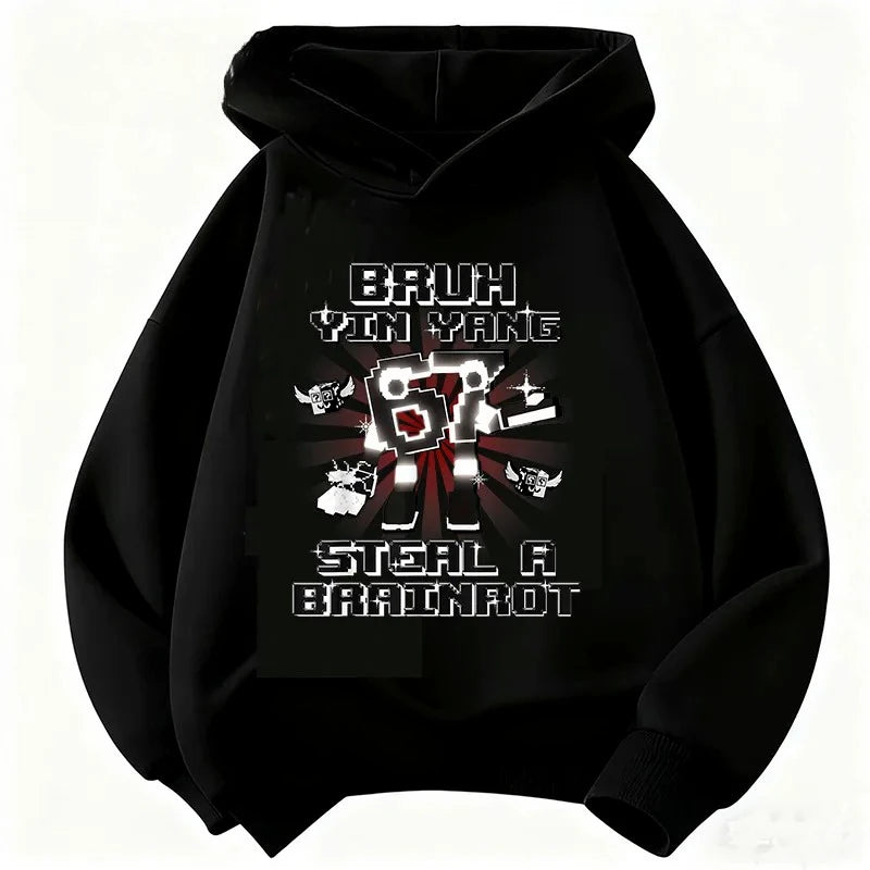 Children Hoodie 67 Six Seven Clothing Steal A BrainRot Cartoon Girls Boy Hooded Italian Brainrot Sweatshirt Korean Pullover Tops