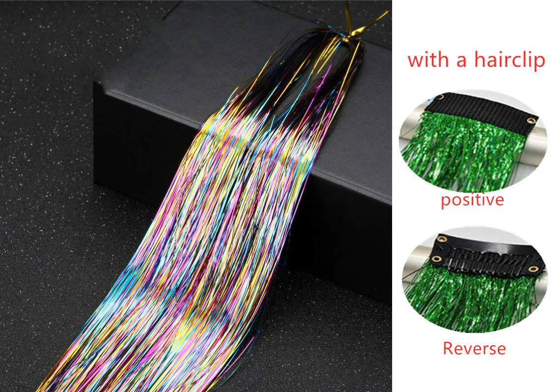 Hair Tinsel Glitter Braids High Temperature Fiber Bling Women's Tinsel Hair Strands In Braiders French Twist Hair Accessories