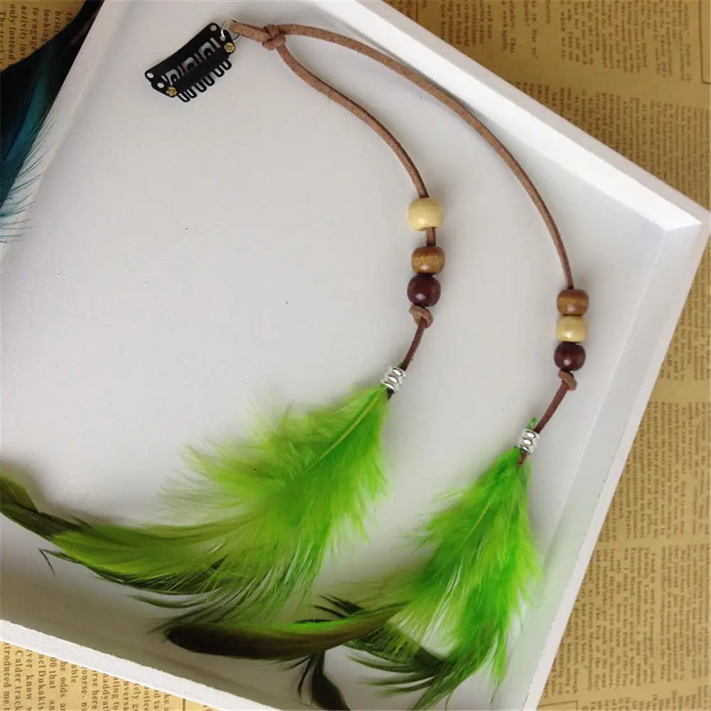 Bohemian Feather Hairband Women's Festive Masquerade Carnival Hippies Costume Indian Prom Gypsy Long Tassel Hair Accessories