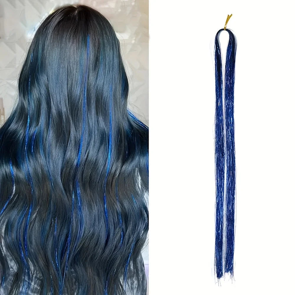 Glitter Tinsel Hair Extensions for Women and Girls Sparkling Shinny Fairy Hair Accessories for Christmas New Year Halloween