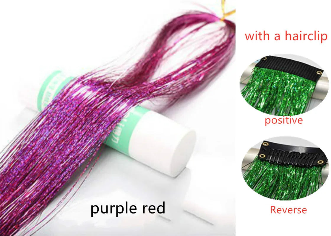 Hair Tinsel Glitter Braids High Temperature Fiber Bling Women's Tinsel Hair Strands In Braiders French Twist Hair Accessories