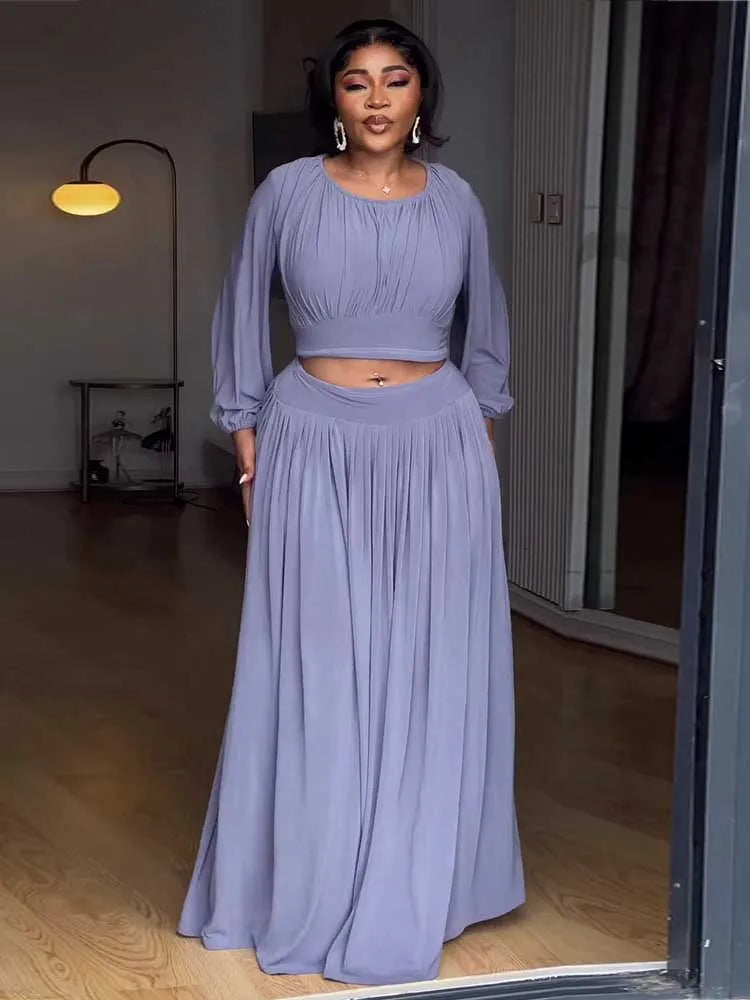 Female Clothing Autumn 2-piece Sets for Women Long Sleeve Top and Long Skirt Set Ladies Casual Dress Set Wholesale Dropshipping