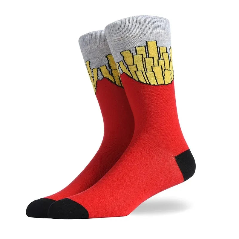 Men's Hip Hop Harajuku Socks Shark Clown Skateboarding Oil Painting Animal Mid-cut funny socks