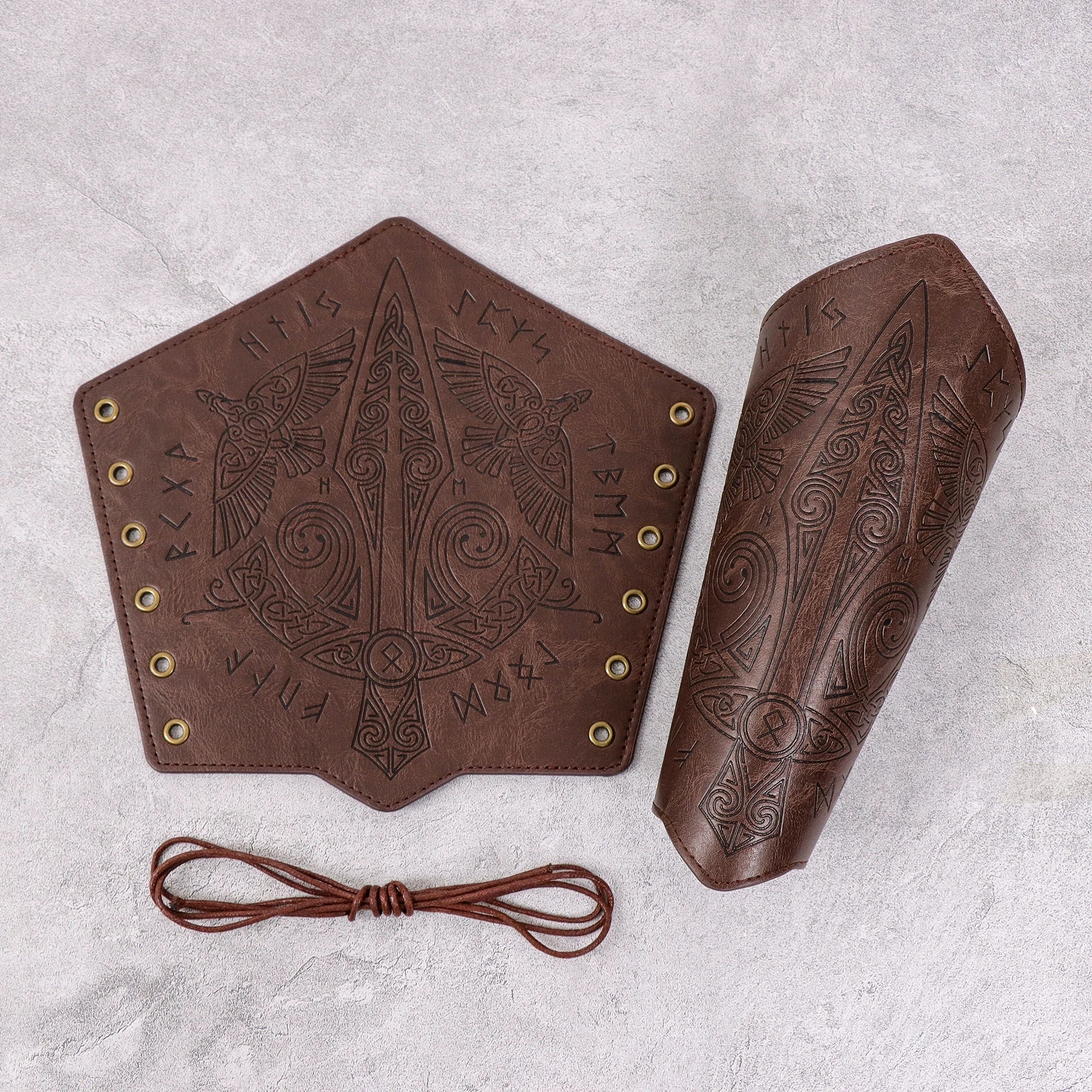 2 Pack Faux Leather Wristbands Viking Medieval Arm Guards Wristbands Halloween Accessories