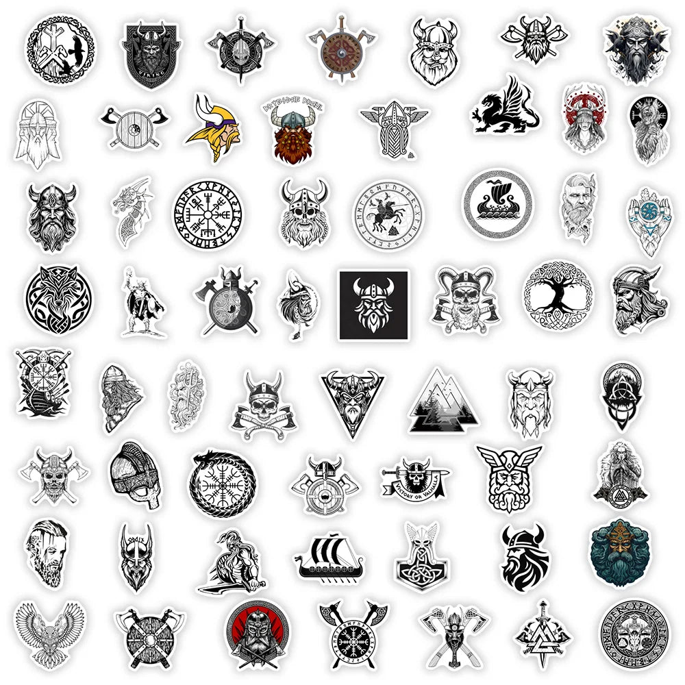 Viking Warrior Stickers Art Aesthetic Tattoo Gift Toy Decorative Decal for Scrapbook Journal Laptop Luggage Bottle Waterproof