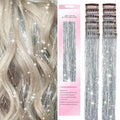 12Pcs Hair Tinsel Clip In Fashion Glitter Tinsel Synthetic Straight Hair Extensions Tinsel Kit Shiny Hair Accessories For Women
