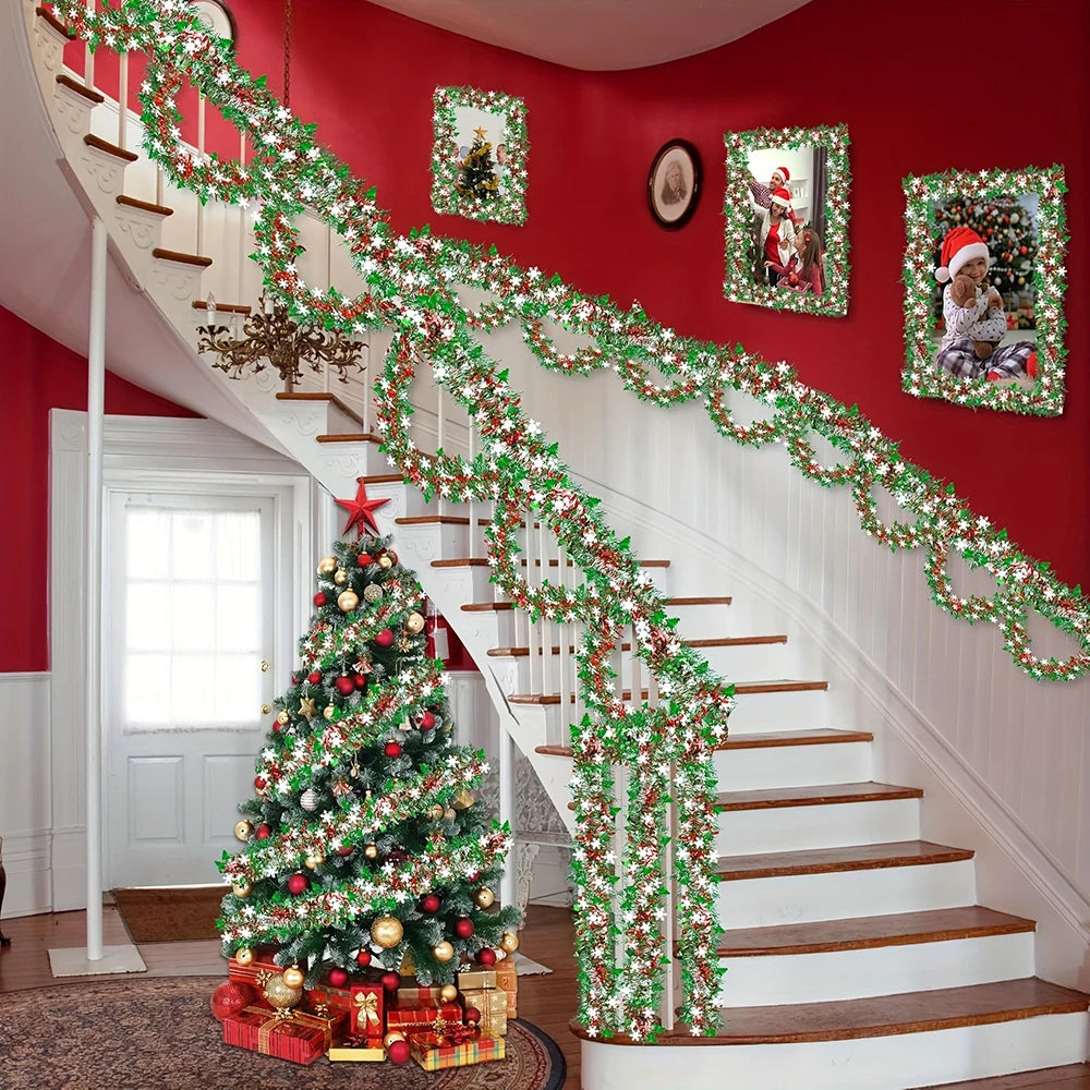 Christmas Tinsel Garland Metallic Shiny Garland Christmas Tree Garland Thick Hanging Christmas Decoration for Home
