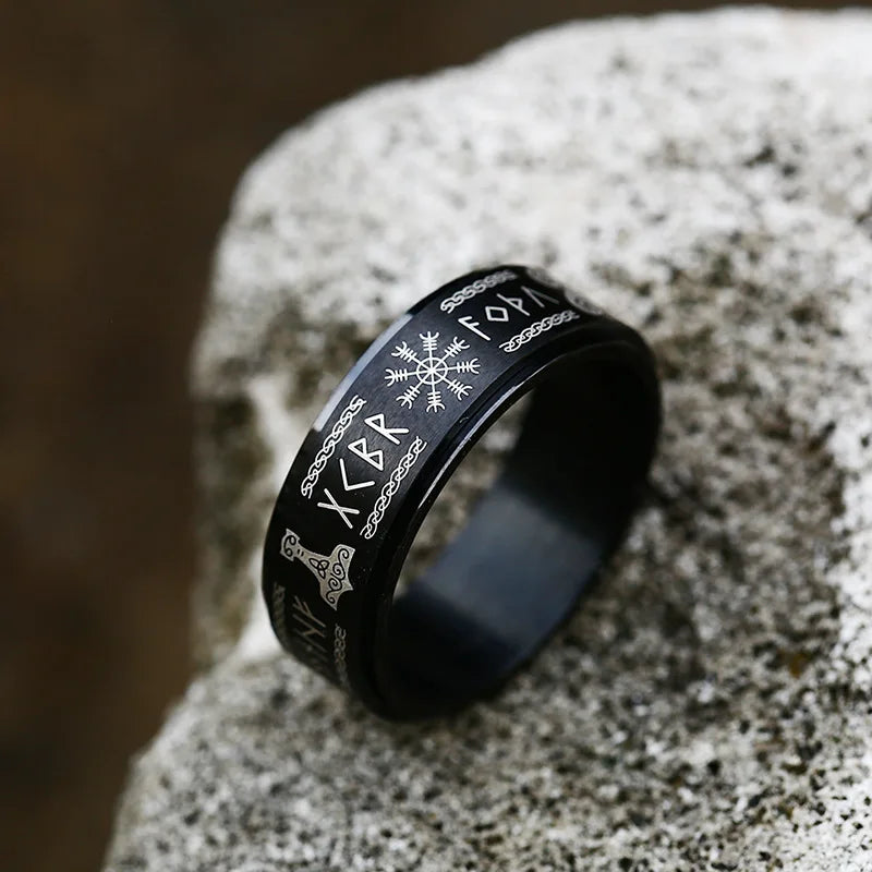 Fashion Nordic Viking Rune Ring for Men Women Simple Amulet 316L Stainless Steel Vintage Viking Rings Jewelry Gift Wholesale